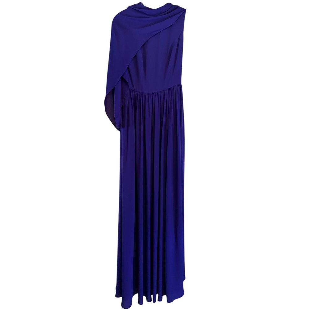 Halston Cobalt Blue Purple Cape Formal Dress Cocktail Gown NWOT Size 4